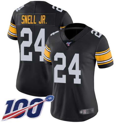 Women Pittsburgh Steelers Football 24 Limited Black Benny Snell Jr. Alternate 100th Season Vapor Untouchable Nike NFL Jersey